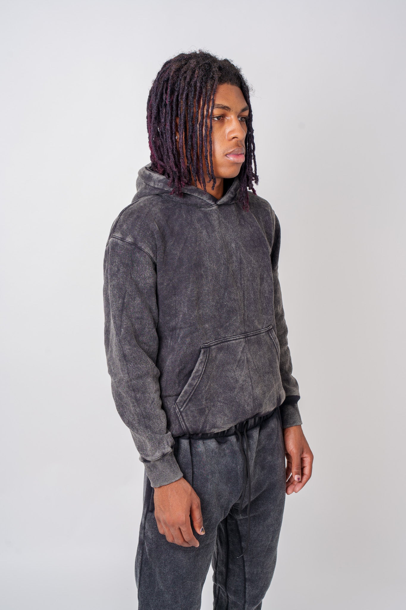 Black Acid washed fleece Hoodies.